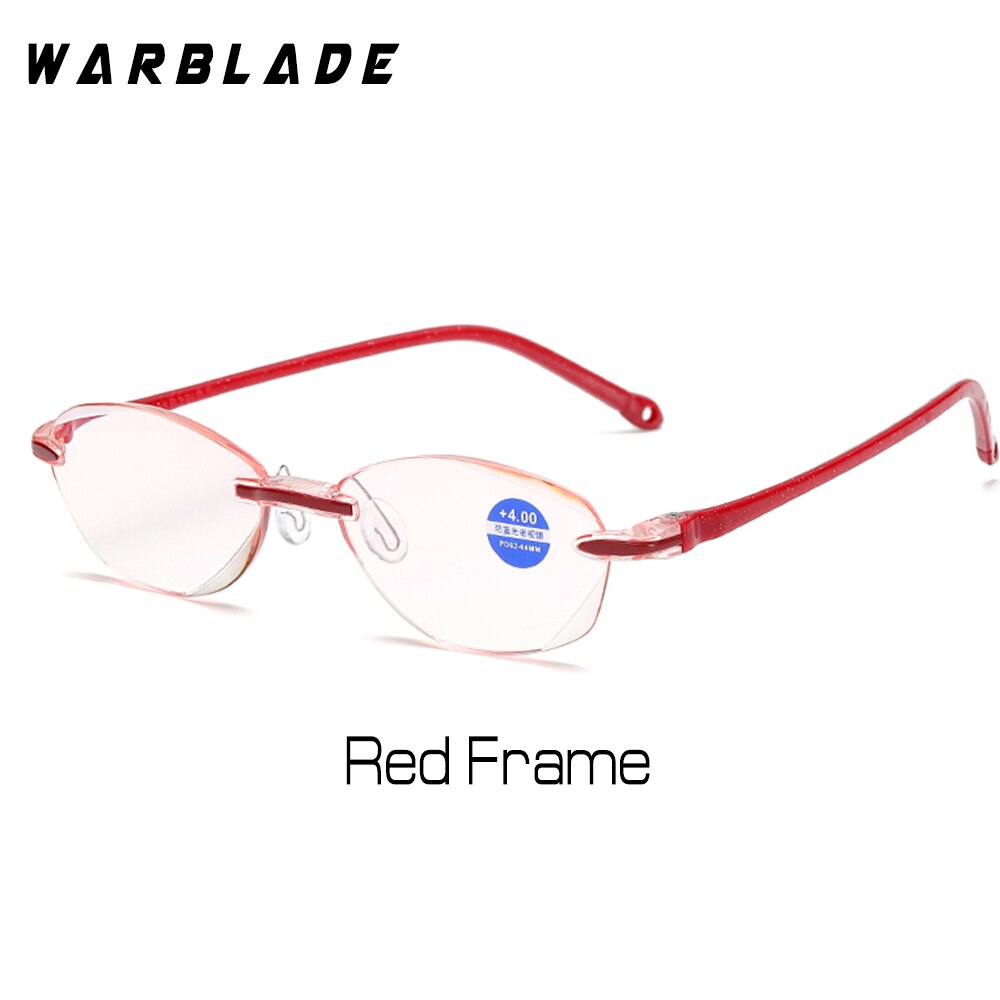 WarBLade Women&#39;s Half Metal Frame Lenses Reading Glasses Femal Eyewear +0.5 +0.75 +1.0 +1.5 +2.0 +2.5 +3.0 +3.5 +4.0: +150 / red