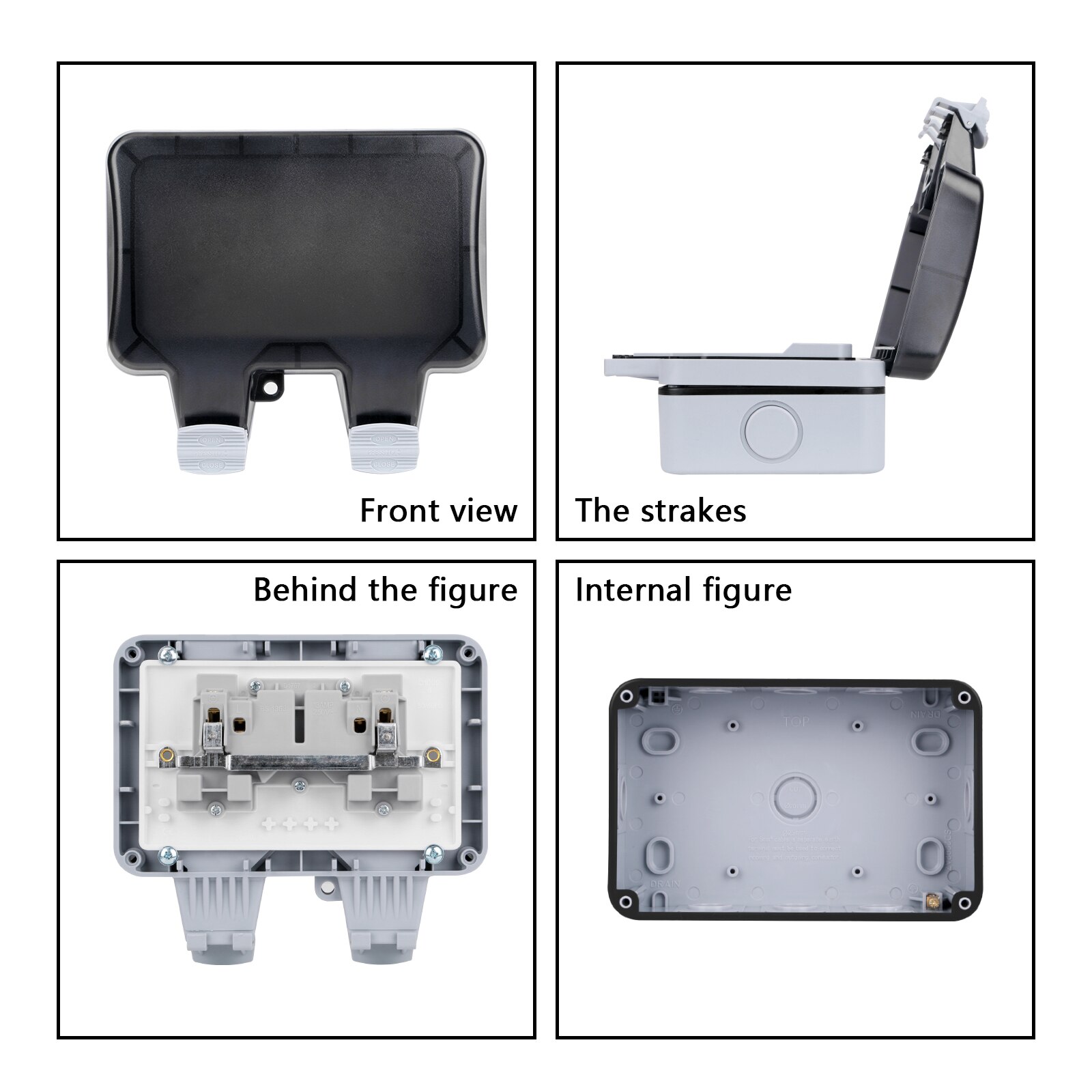 1/2 Gang Outdoor Waterproof Sockets Switch UK Switched IP66 Weatherproof Waterproof Outdoor BOX Wall Socket With Indicator light