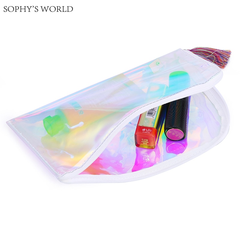 Tassels Woman Bags Hologram Clear Day Clutches For Women Small Beach FlapTransparent Purse Evening Bag Organizer Pouch