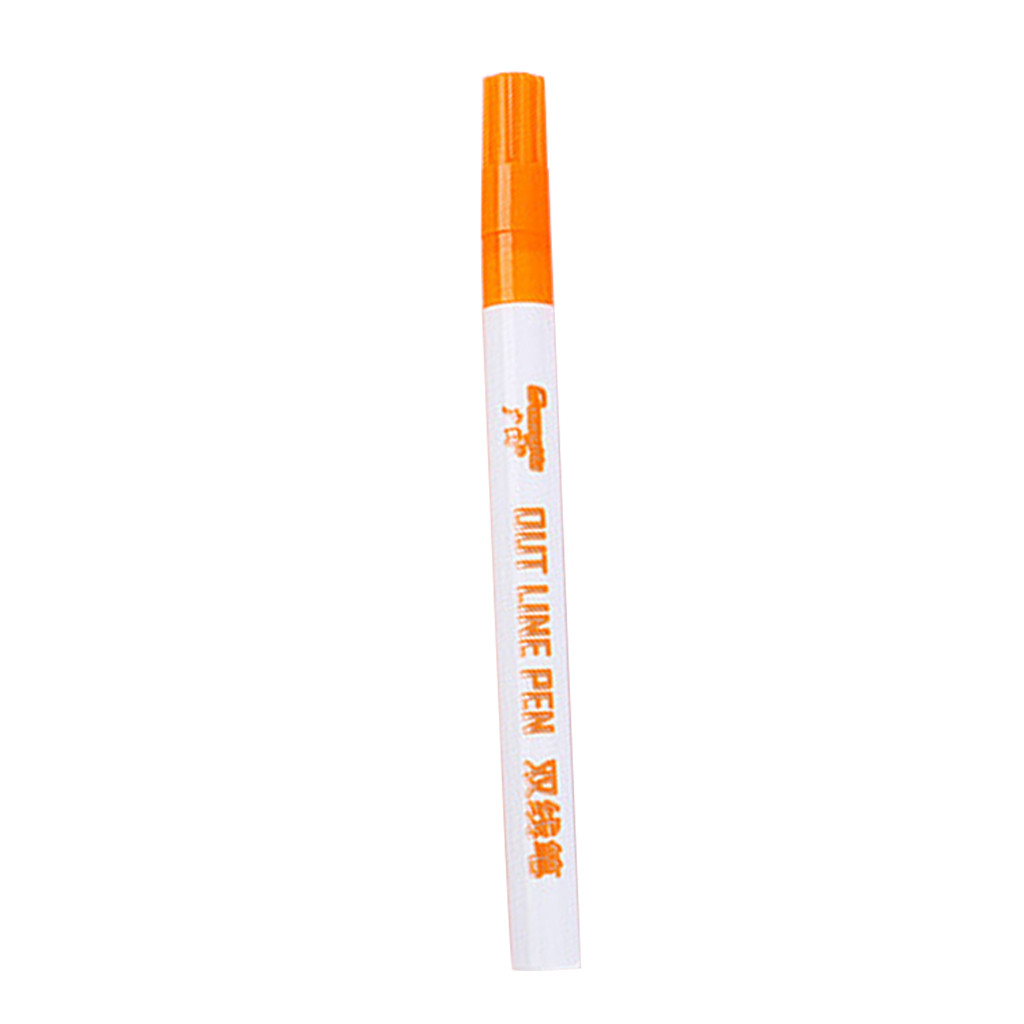 Card Writing Drawing Double Lines Outline Pen Out Line Pen Fine Liner Marker Calligraphy Lettering Scrapbooking Pen#p7: Orange 