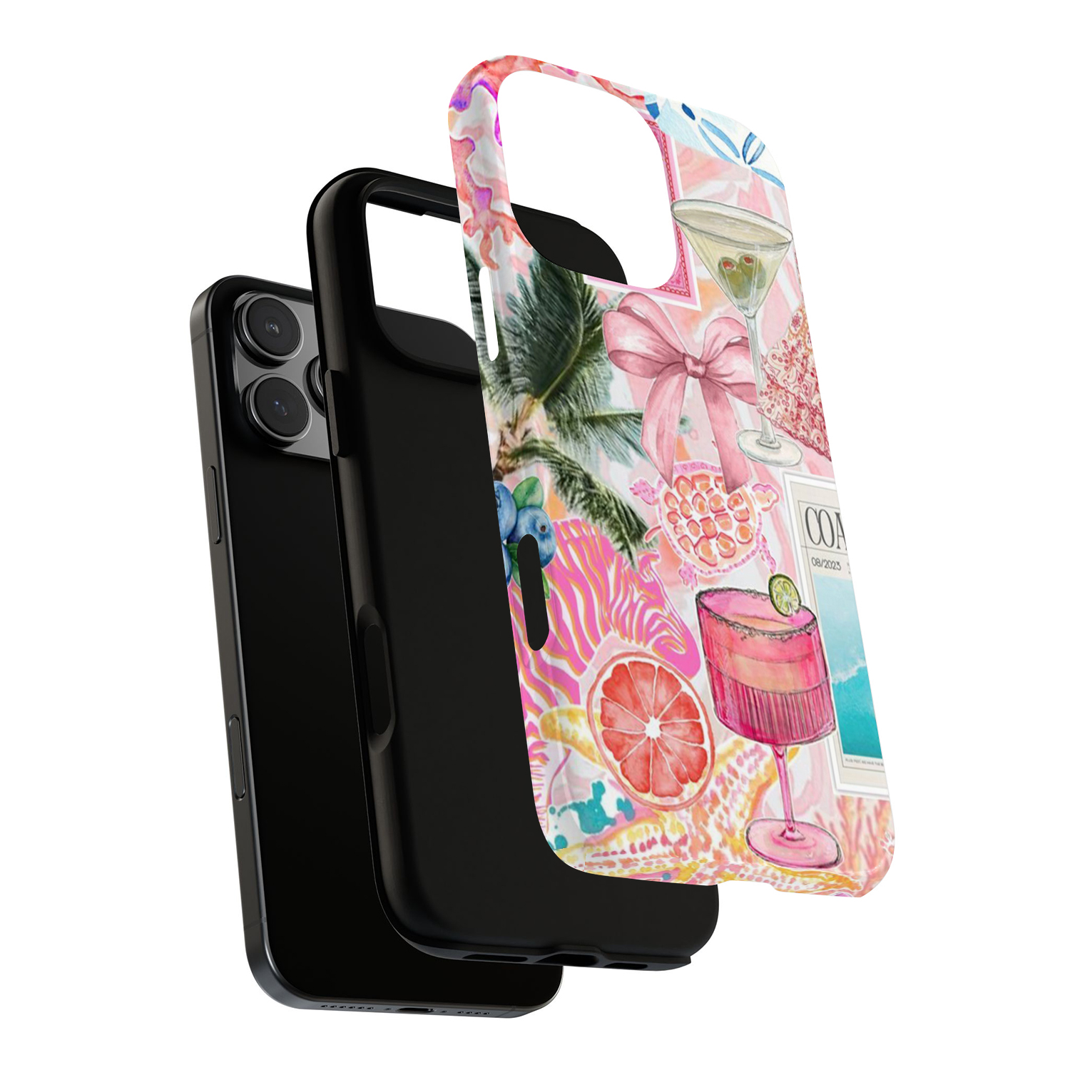 Custodia per telefono Summer Food Pink Collage per Iphone 16 15 14 13 12 11 Pro Max 13Mini 12Mini XSMAX XR X 7 8 Plus