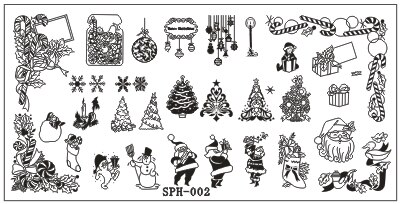 Placas de estampado para manicura, estampador con patrón de Navidad y Halloween, imágenes de uñas, plantilla de manicura, herramientas de arte de uñas: SPH002