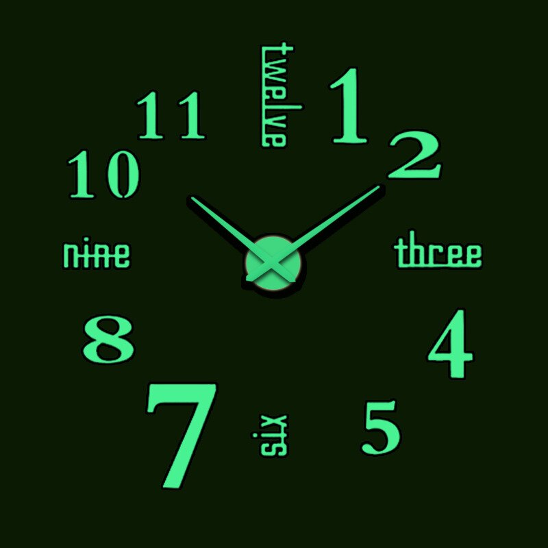 Divertenti orologi luminosi grande 3D fai da te specchio superficie arte orologio da parete adesivo Home Office Decor Wall Sticker creativo orologio da parete fai da te: C
