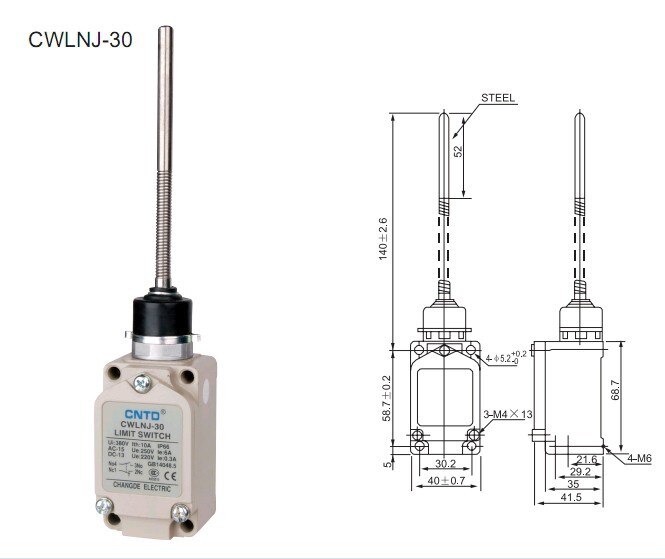 2Pcs/Lot Top Original CNTD CWLNJ-30 Wobble Arm Limit Switch/Micro Switch , Strong aluminum cast outer shell