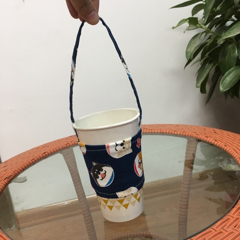 Milieuvriendelijke Drank Tas Draagbare Drank Tas Kleur Canvas Cup Set Drink Cup Tas Handgemaakte Cup Set Canvas Tas Thuis Organisator: 07