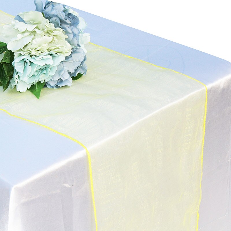 Organza Tisch Läufer Tischdecke Abdeckung Weiche schier Stoff Stuhl BöGen Beute Hochzeit 30*275CM Weihnachten Party Bankett tisch Dekor: Gelb