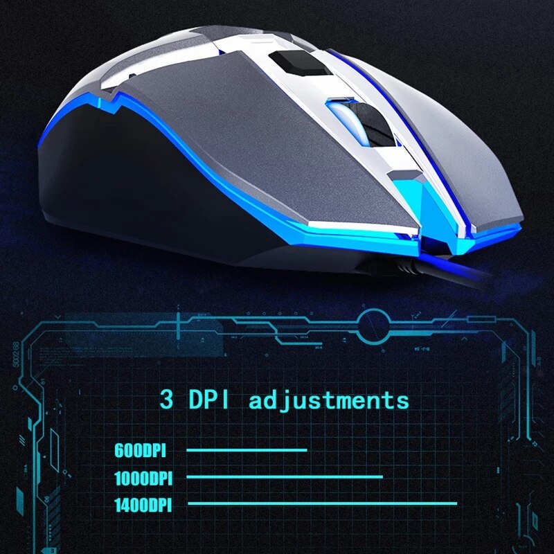 Mechanical Feeling Keyboard Mouse Combos Gaming Office Wired Keyboards Rainbow Backlits Mouse Ergonomic Metal Panel Keypads