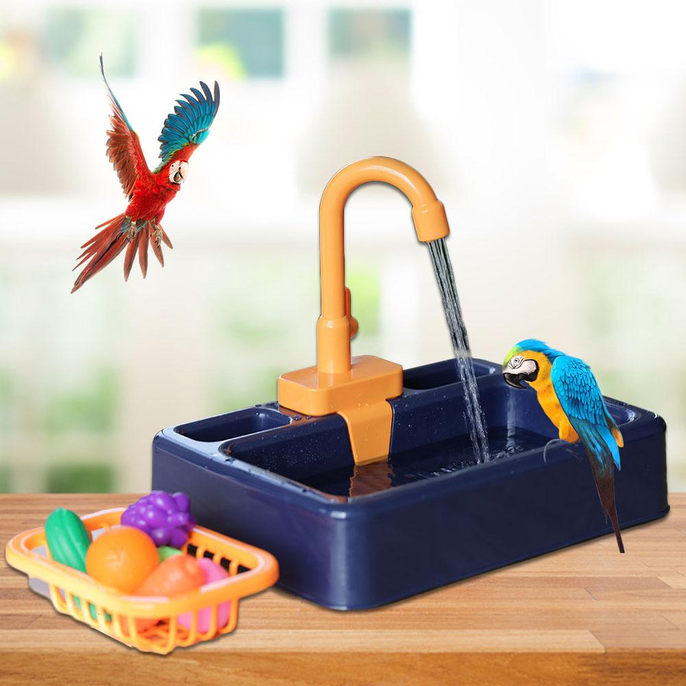 Mangeoire pour oiseaux piscine pour animaux de compagnie baignoire de bain automatique pour oiseaux avec robinet récipient alimentaire accessoire pour oiseaux pour perroquets pour animaux de compagnie