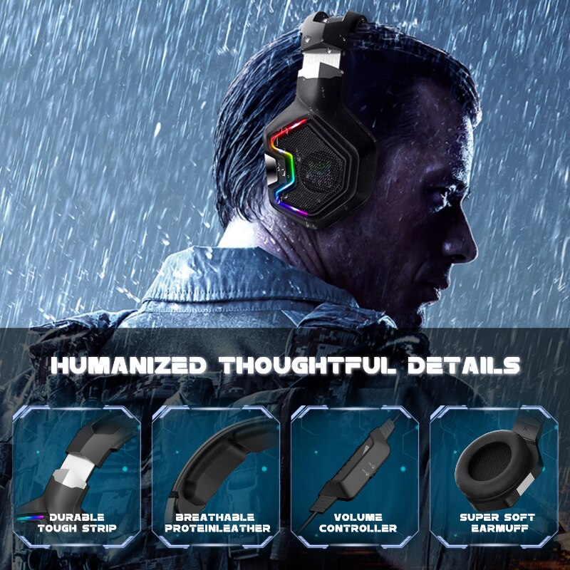 ONIKUMA K10Pro Gaming Headset Noise Cancellation for PC/PS4/XBOX Wired Headset With LED Backlight MIC For Gamer