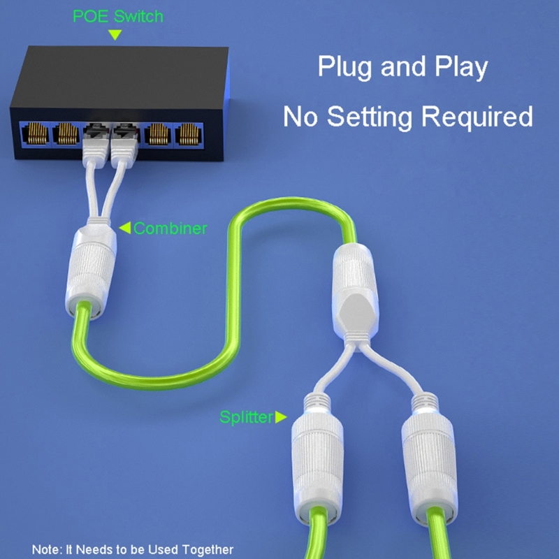 Waterdichte Poe Combiner Splitter Adapter Ethernet Splitter 1 Tot 2 Adapter Gelijktijdig Online Separator Abs-Materiaal