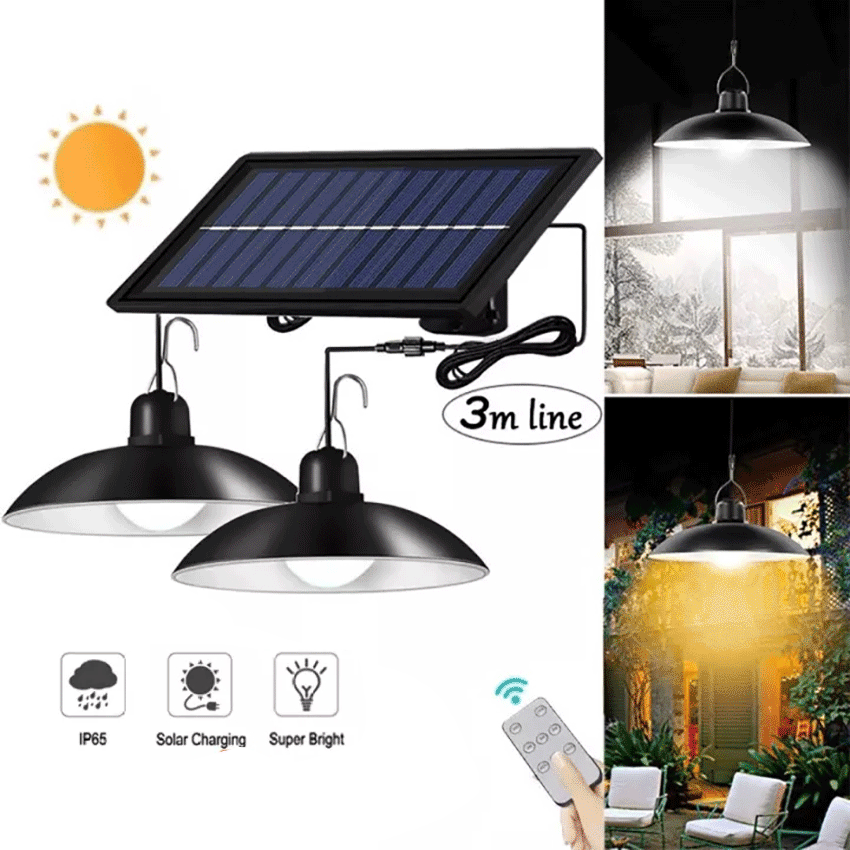 Solar Pendant Light Outdoor Indoor with Remote Control 3M Cable For Camping Garden Hanging Lights Waterproof Solar Shed Lights