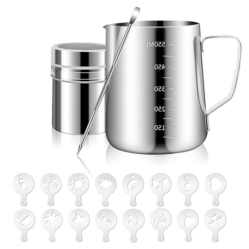 Milk Frothing Pitcher, Steam Pitchers for Milk Coffee Cappuccino Latte Art, Milk Jug Cup with Decorating Art Pen: Default Title