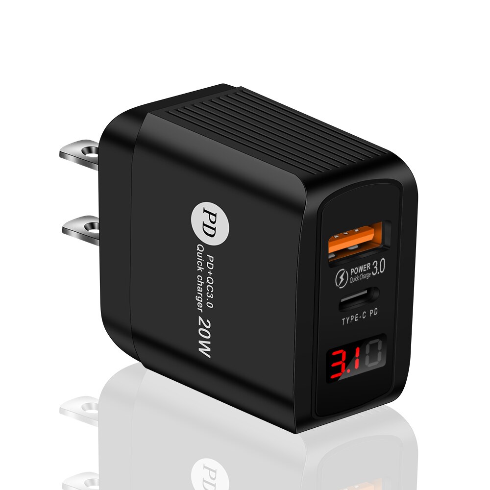 20W Qc Pd 4.0 3.0 Quick Charge Autolader Voor Samsung S10 9 Snelle Auto Opladen Voor Xiaomi Iphone type C Huawei Auto Usb Lader: US Plug Black