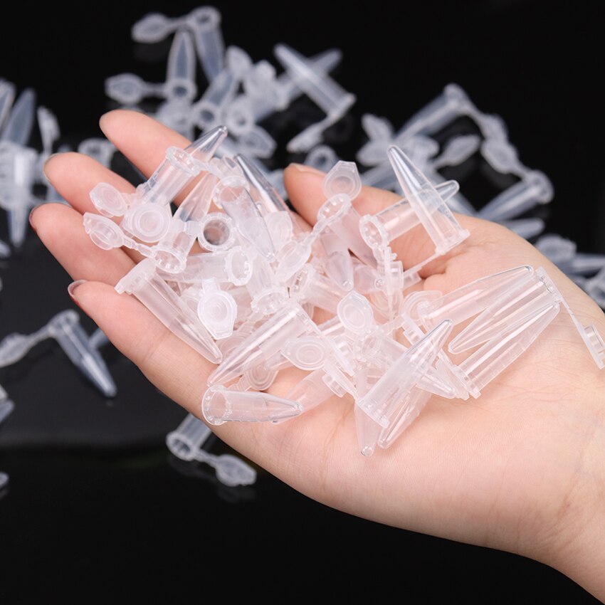 Botellas de plástico con tapa para uso escolar, tubo de centrífuga a escala, capacidad de 0,5 ml, suministros de laboratorio transparentes, material de papelería, 50 Uds.