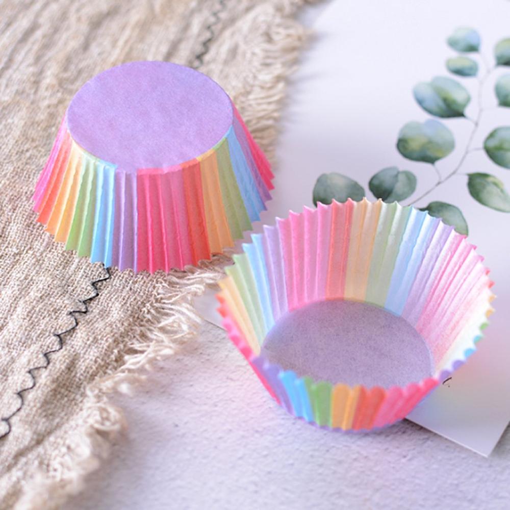 Couleur arc-en-ciel Cupcake Liner Cupcake papier cuisson Muffins cas moules à gâteaux pâtisserie tasse décoration outils 100 pièces