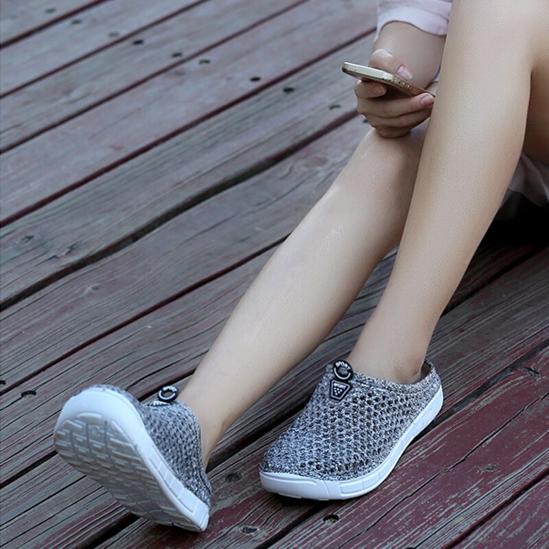 Women Leisure Fitness Shoes Women Light Breathable Summer Shoes Female Network Sports Toning Shoes Hollow Beach Shoes