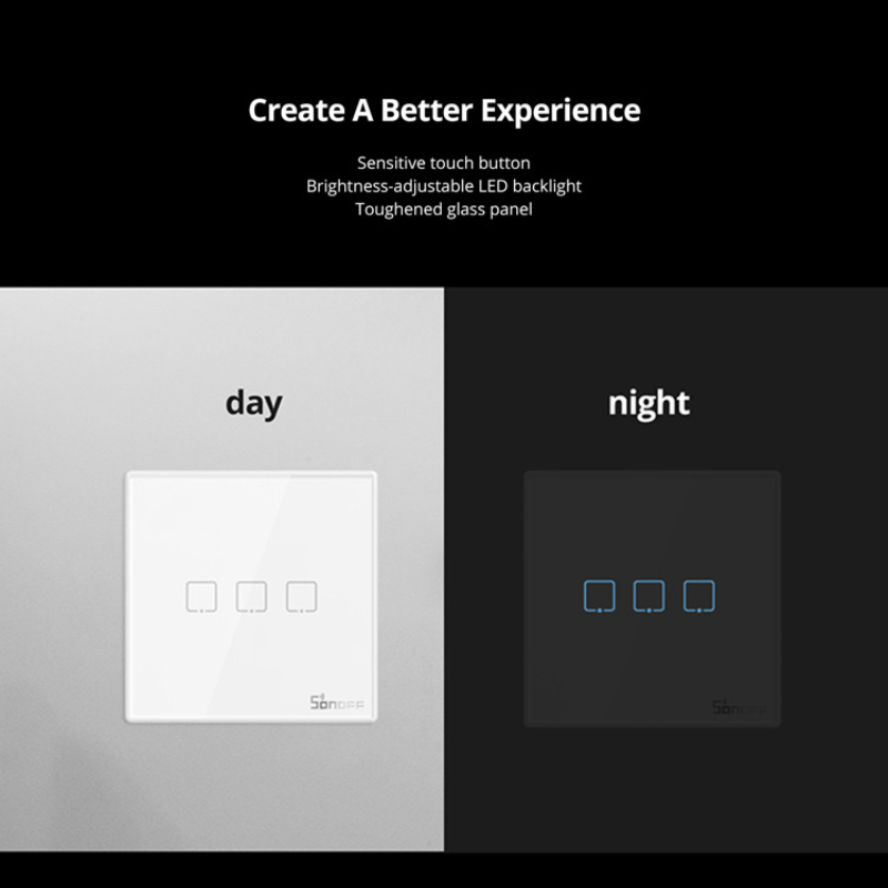 SONOFF T2 EU-RF 433 Smart Wall Switch Weirless Stick-on Two-way Control Home Automaion Modules T2EU-RF