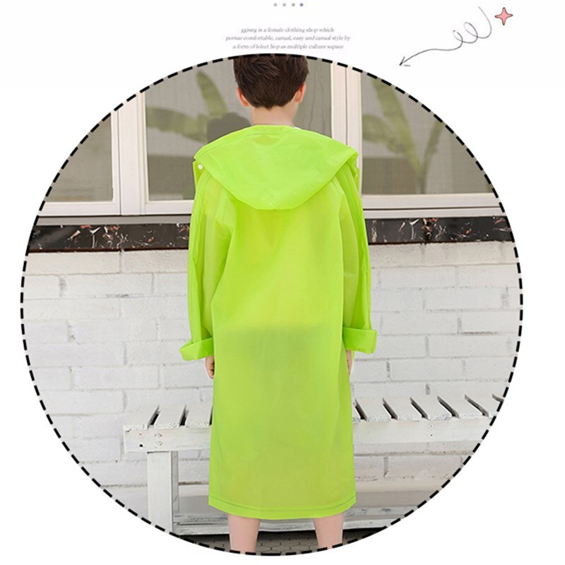 Kids Long Transparent Plastic Raincoat Rain Coat Poncho Waterproof Hooded Rainwear Children Girl Boy Rain Jacket