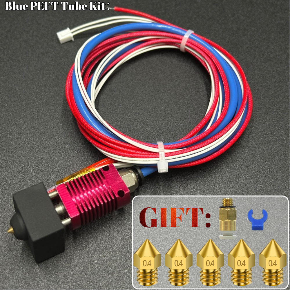 Ender-3/Ender-V2/CR10 Hotend kit MK8 J-Head 0.4mm Nozzle With Heater Thermistor For Ender-3/V2/ CR10 3D Printer parts DIY KIT: 2.2mm / Blue