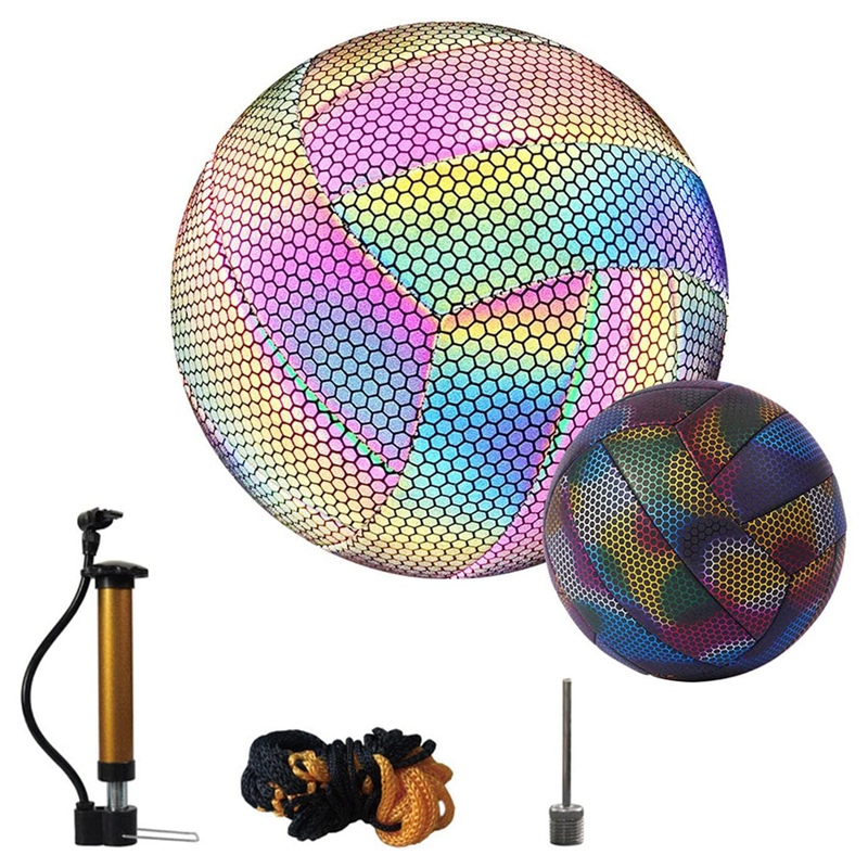 Holografisch leuchtender, reflektierender volleyball, leuchtender volleyball, nachtspiel-volleyball für kinder und erwachsene