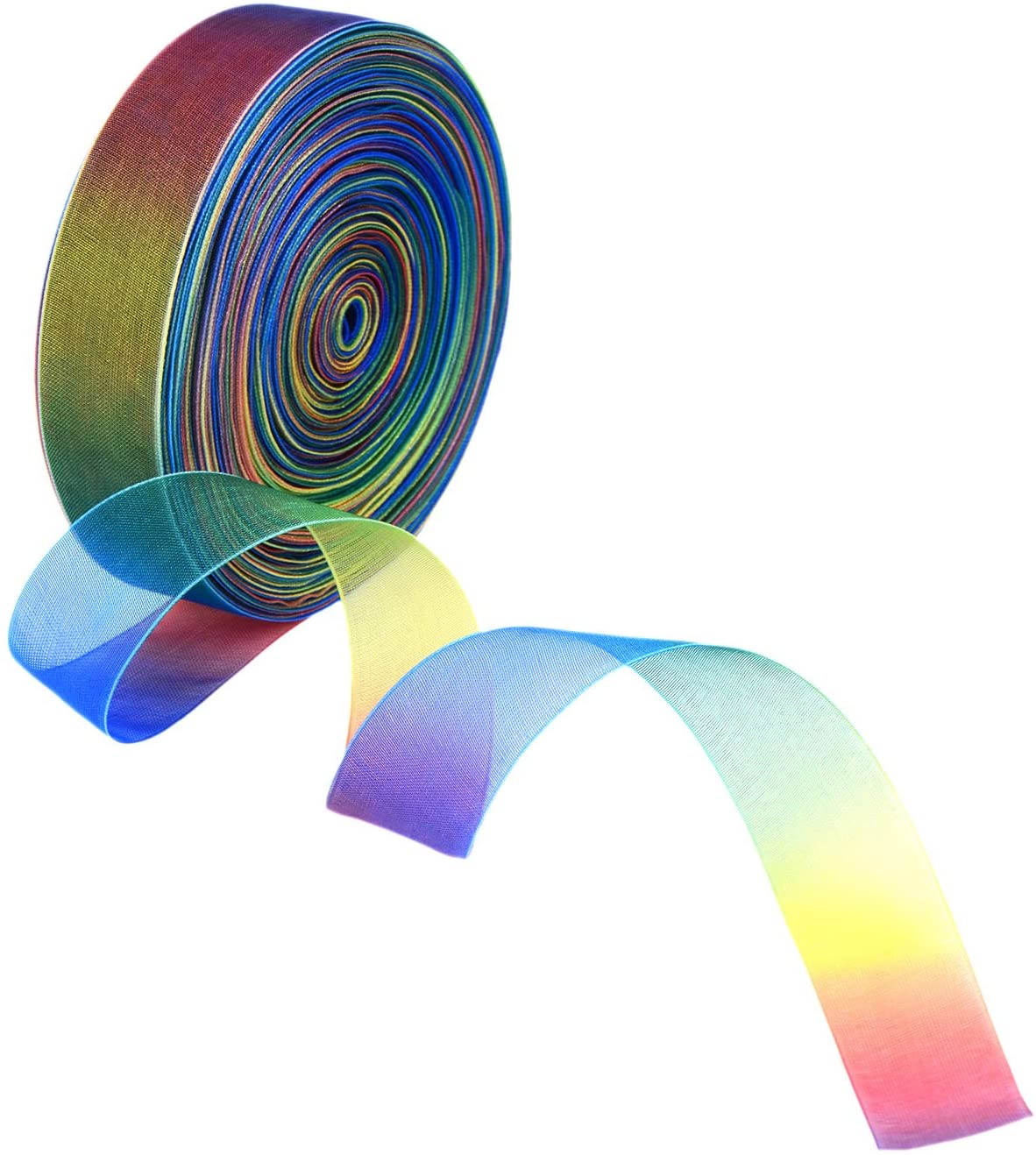 5 jaardia/rulla 16 19 25 38 50 75mm sateenkaari organza nauha sifonkinauhat hääjuhliin joulukoristeen kääre