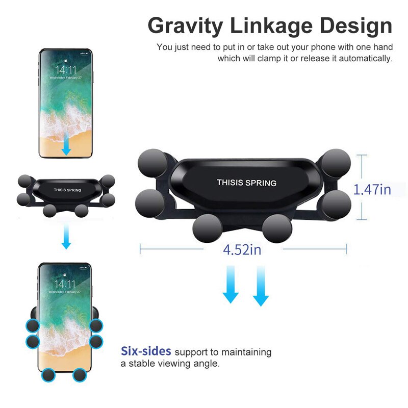 Universal Gravity Car phone Holder Car Air Vent Mount Car Stand For iphone 7 8 X For Samsung S8 S9 S10 Mobile Phone Holder