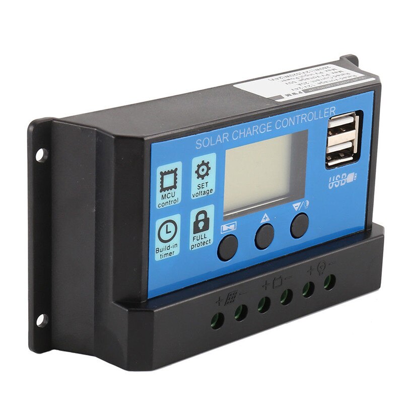 Controlador de carga del regulador de la batería del Panel Solar LCD de confianza Controlador Solar Dual USB 12v 24v 20A cargador de batería Dual USB