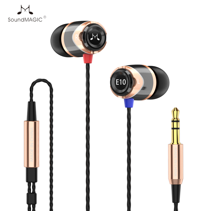 SoundMAGIC-auriculares intrauditivos E10 con cable, estéreo HiFi de graves potentes: Black-Gold