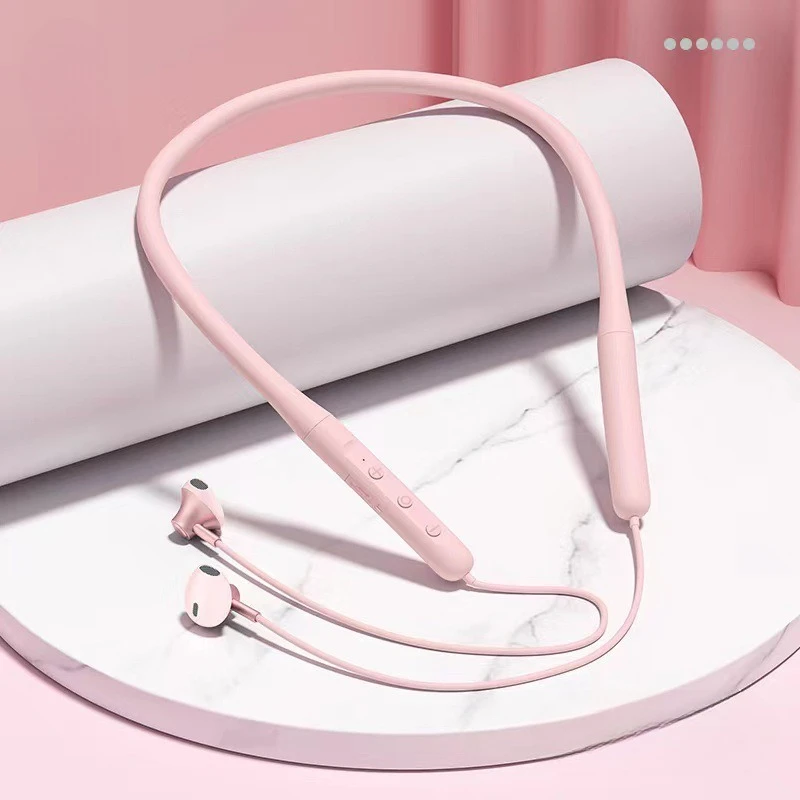 Neck-hung Bluetooth Headphones Wireless Earphones High Sound Noise Cancellation Ultra-Long Battery Life Sports Running E: WHITE