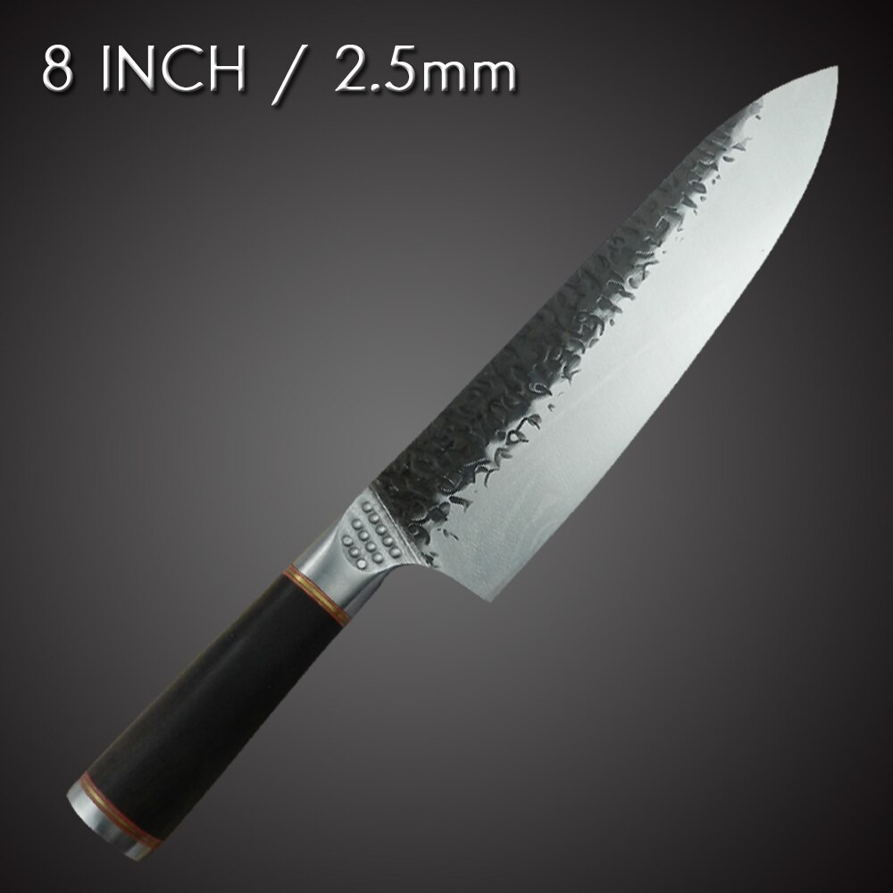 Handmade Forged Cleaver Butcher Knife 8 INCH Slaughter Chopping Cutting Bone Stainless Steel 5CR15 Knife Camping Hiking Tool: 8 chef knife