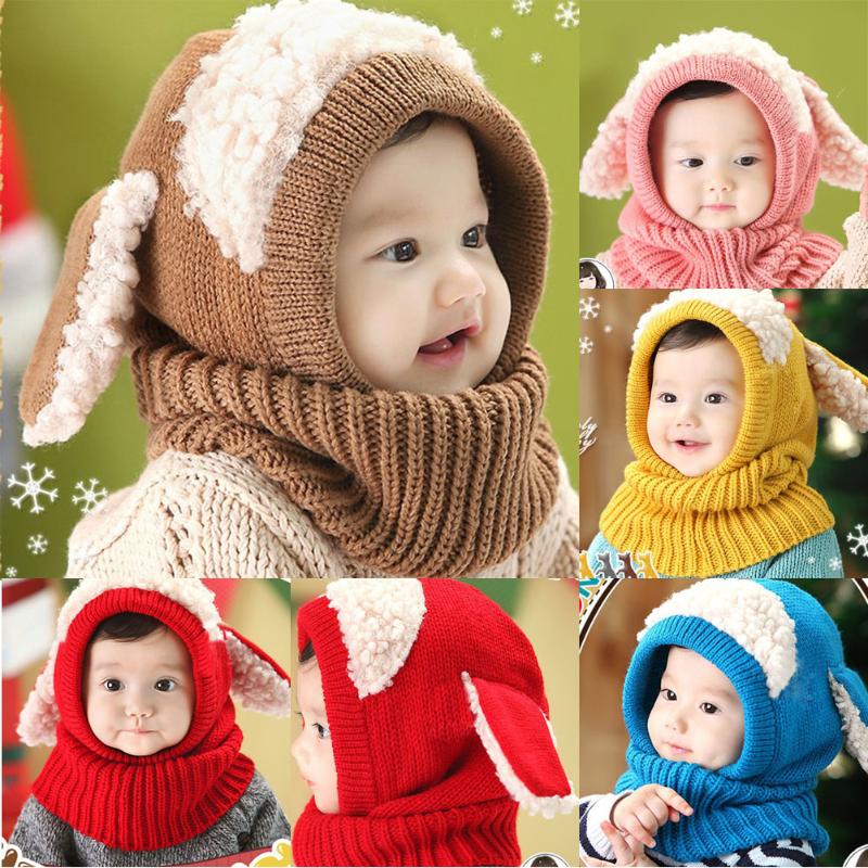 Kanin lue skjerf sett låve takrenne vinter strikket lue og skjerf sett smålåve låve varm fleece maske balaclava lokk