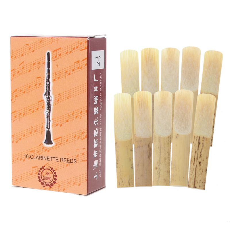 Lengüetas de clarinete de fuerza 2,5, pieza de instrumento de música, cañas de bambú tradicionales, 10 Uds.