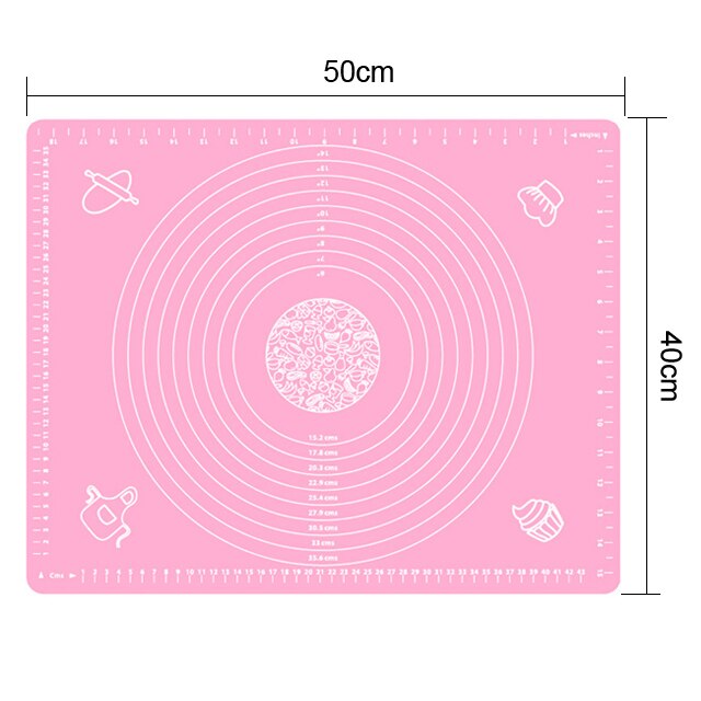 Oversized Siliconen Non-stick Kneden Deeg Maken Gebak Antislip Mat Met Schaal Siliconen Snijplank Keuken Tool: Pink-M
