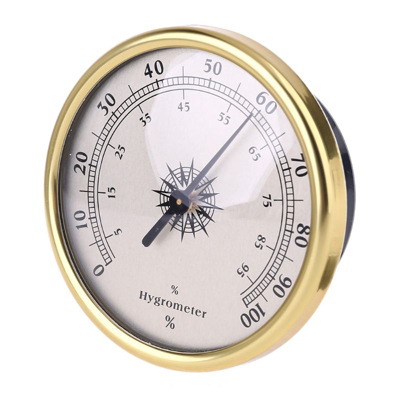 7.2cm Gold Ring Surface Hygrometer Instrumentation Thermometer Humidity Meter Gauge - No battery needed