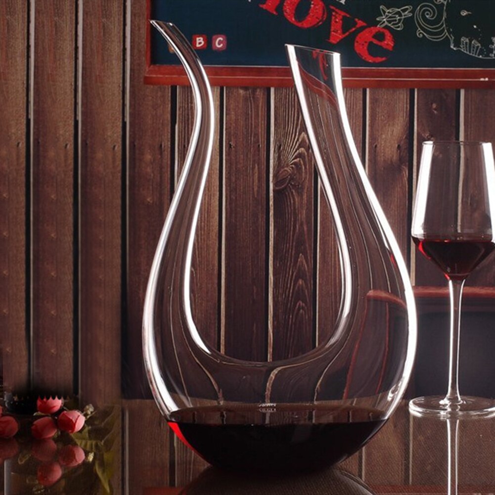 1500ml U Shape Wine Decanter Crystal Glass Red Wine Pourer Bottle Jug Quick Aerator Decanter Dispenser Barware Home Bar Tools