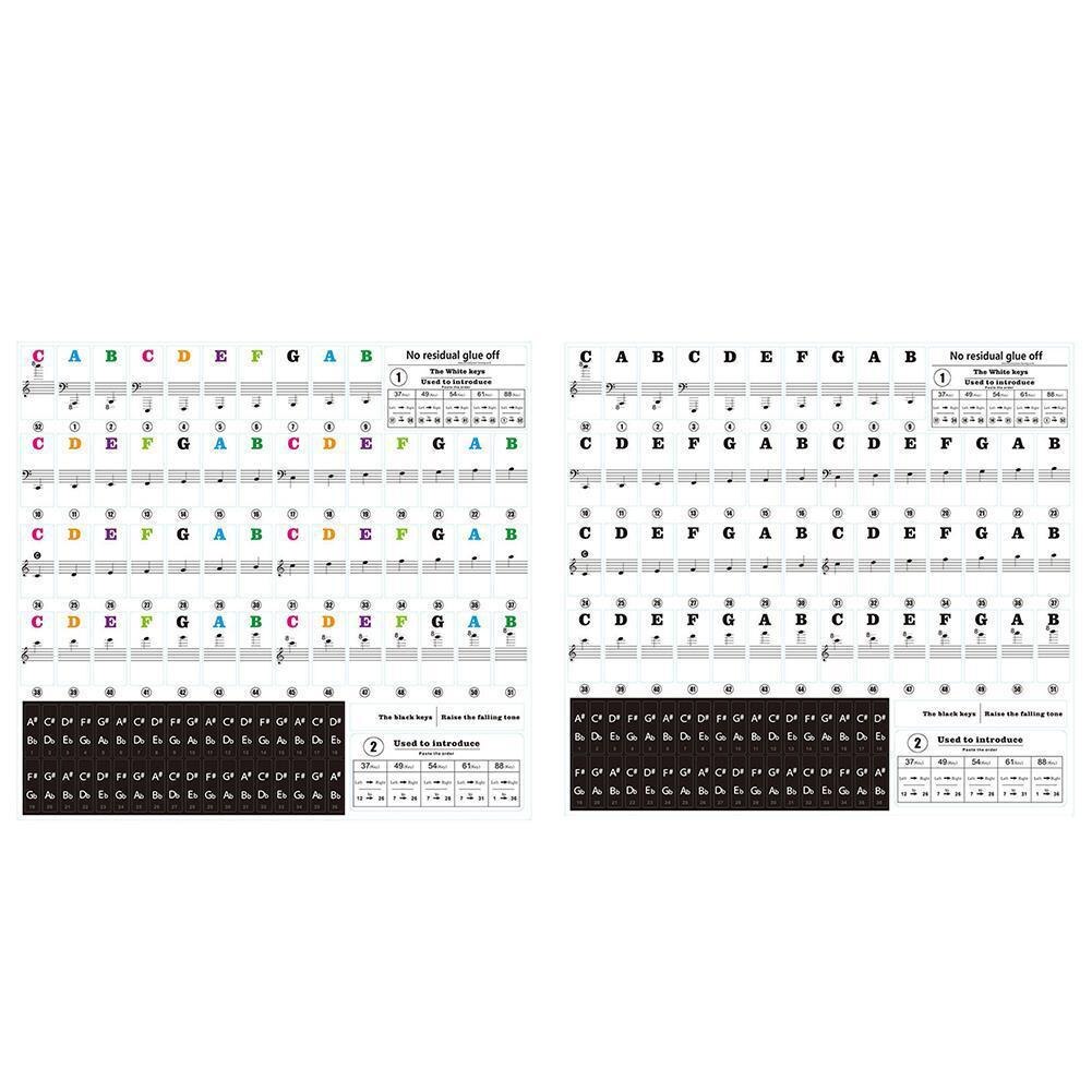 Pegatinas de notas de Piano de 88/61/54/49 teclas de Color, pegatinas de teclado, pegatina de notas de Piano de tecla electrónica