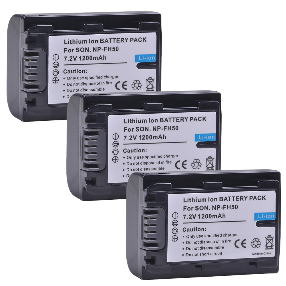 Batería NPFH50 de NP-FH50 para Sony NP-FH30, NP-FH40, NP-FH50, NP-FH70, NP-FH100, HX100V, HX200, HX200V, DSC-HX1, A290, A330, 2 uds.