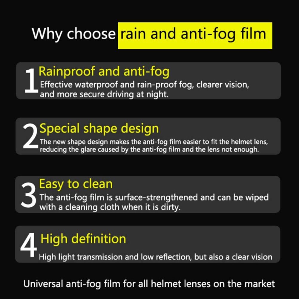 Anti Fog Patch Fog Resistant Film Motorcycle Helmet Lens Fog Resistant for Motorcycle Helmet Shield Visor Universal