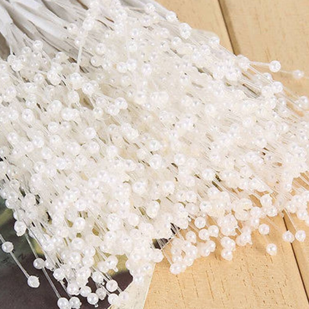 Bouquet de fleurs de mariée blanc/or/argent, 10 pièces, perles artificielles 19.5cm, décoration de mariage avec tige en fil de fer