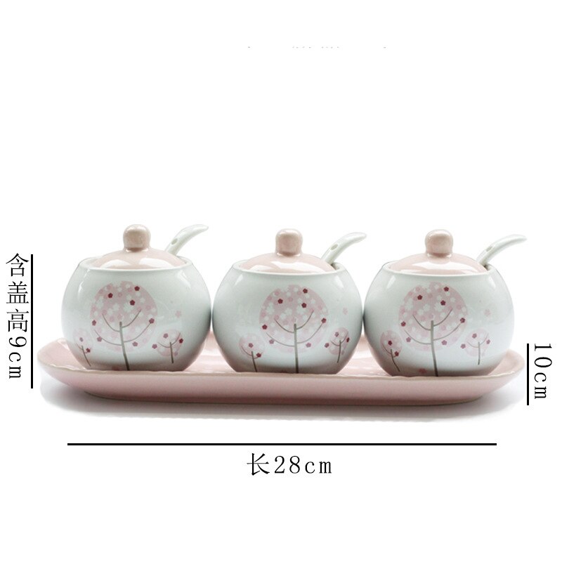 Keuken benodigdheden keramische kruiden pot set saus azijn kruiden doos lade pot zout shaker combinatie laden: A012