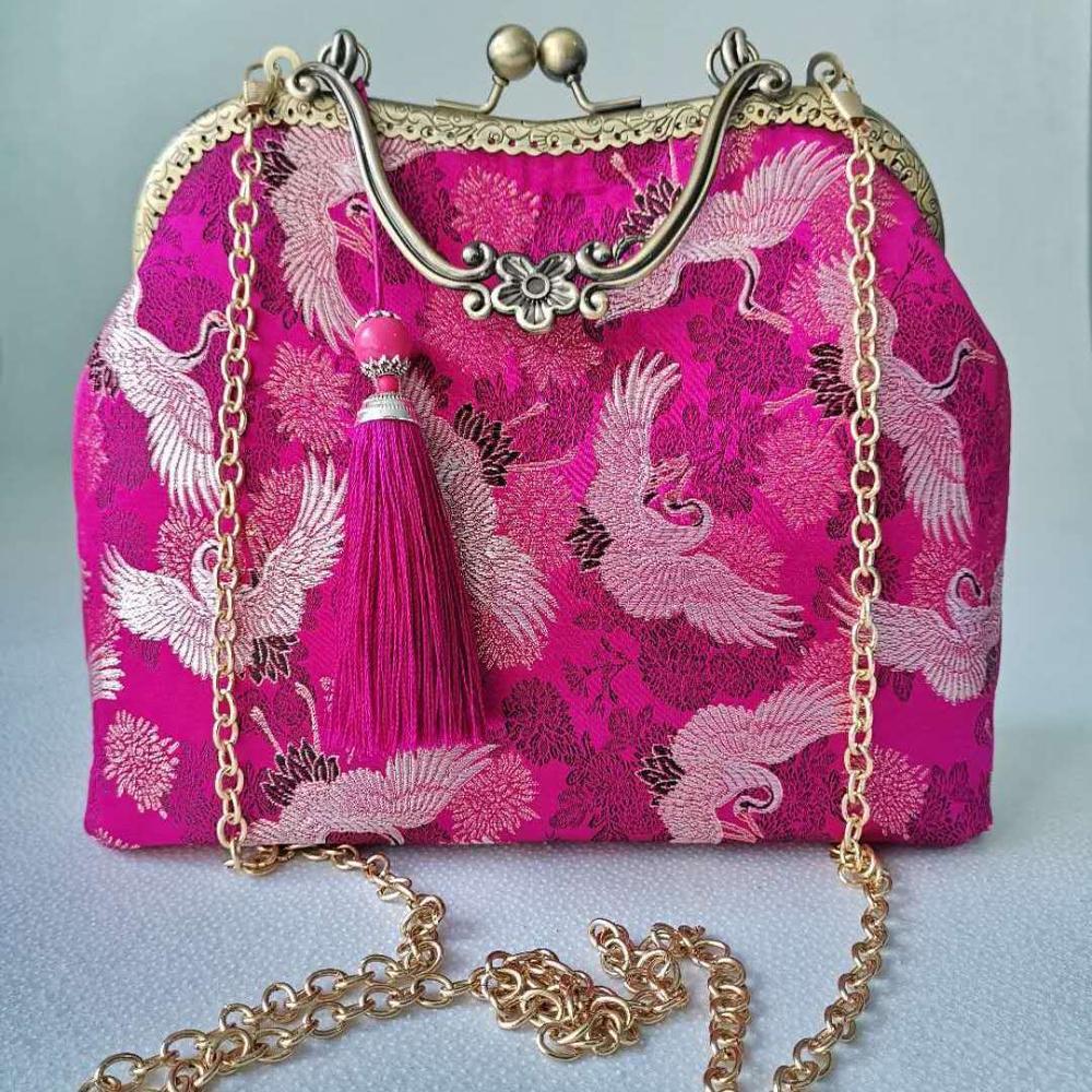Bolso de estilo japonés para mujer, bolsa de mano con cierre de concha, Vintage, cadena, bandolera