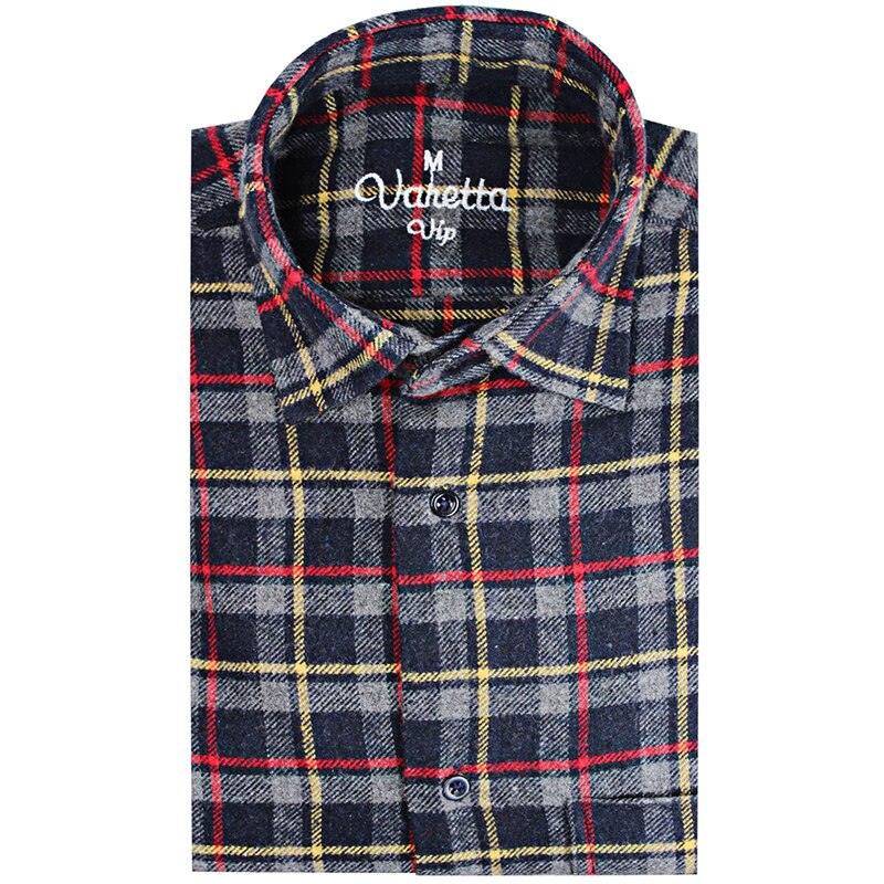 Herre skjorte vinter varm camisa femininas langærmet tyk flannel rutet skjorte flannel skjorter fuld bomuld topby varetta tyrkiet: Sort / L