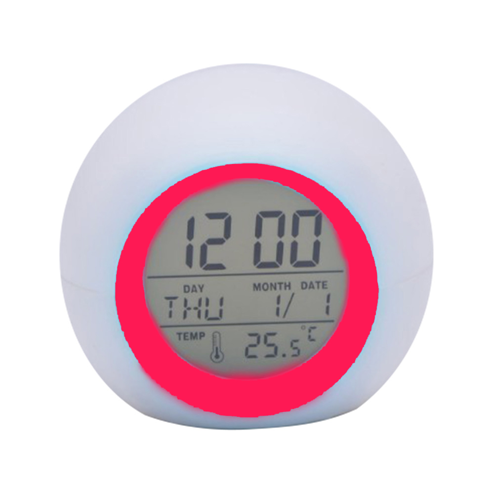 Natural Alarm Clock LED Spherical Digital Display Alarm Clock Colorful Luminous Sound Calendar Lazy Wake Alarm Clock: C