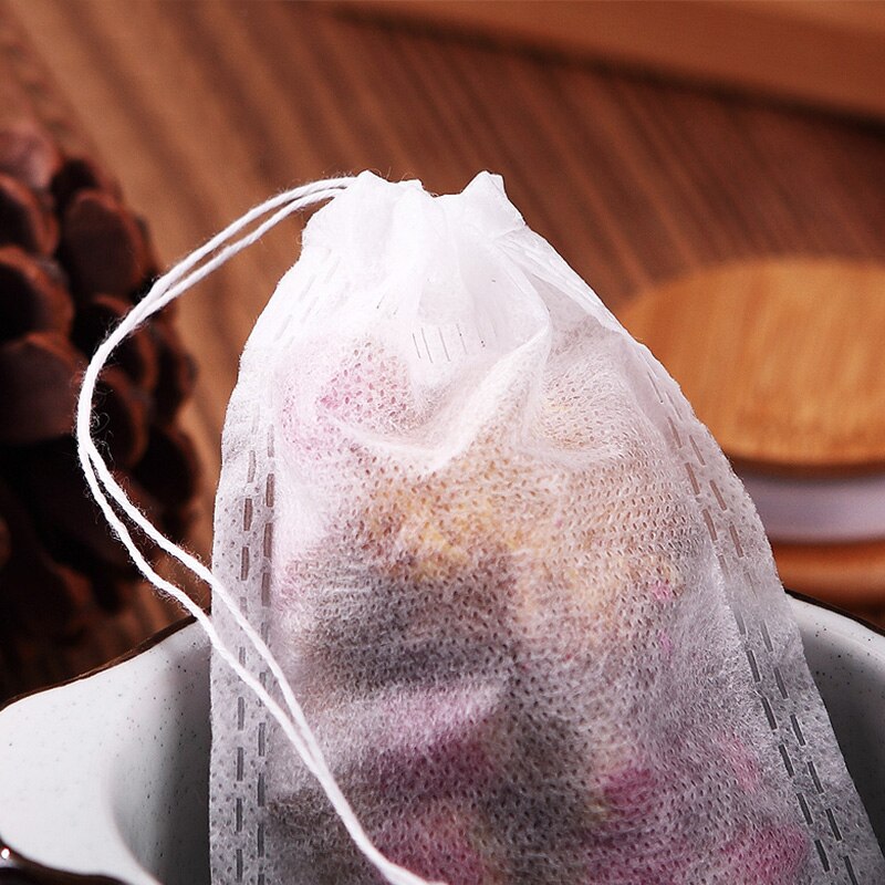 Paquete de 100 bolsas de té con cordón, papel de filtro de inyector, bolsa de té a granel de vainilla, herramientas básicas de viaje familiares
