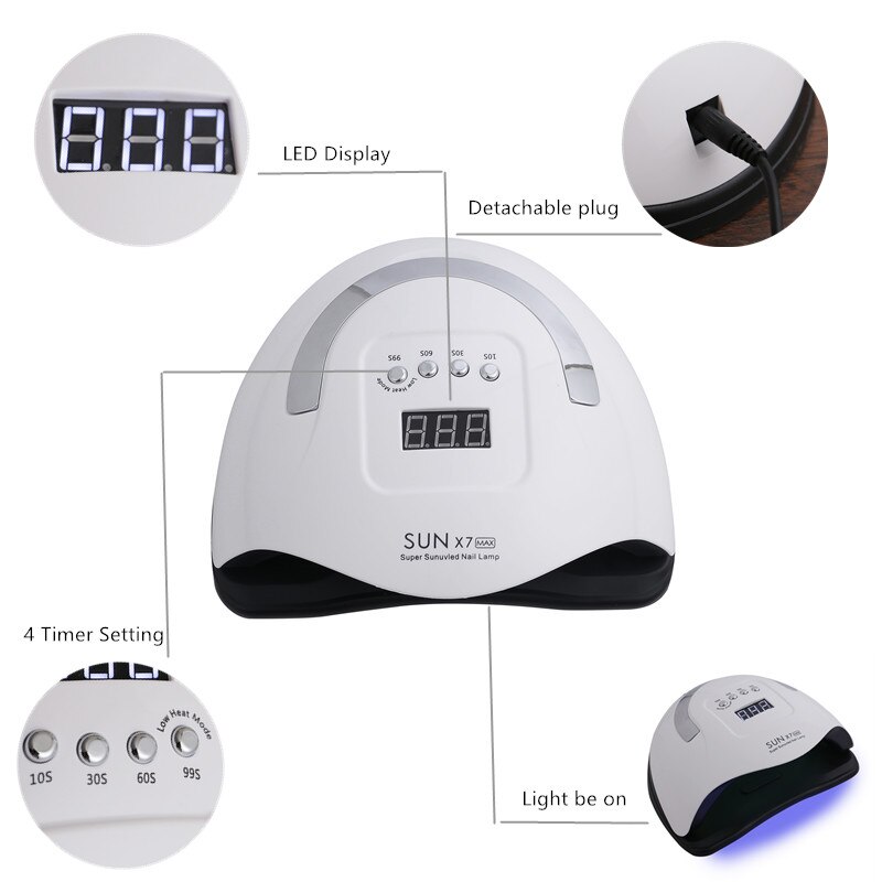 SUN X7 MAX-lámpara UV LED para manicura, secador de uñas para curar esmalte de Gel UV, herramientas para uñas con Sensor y pantalla LCD, novedad