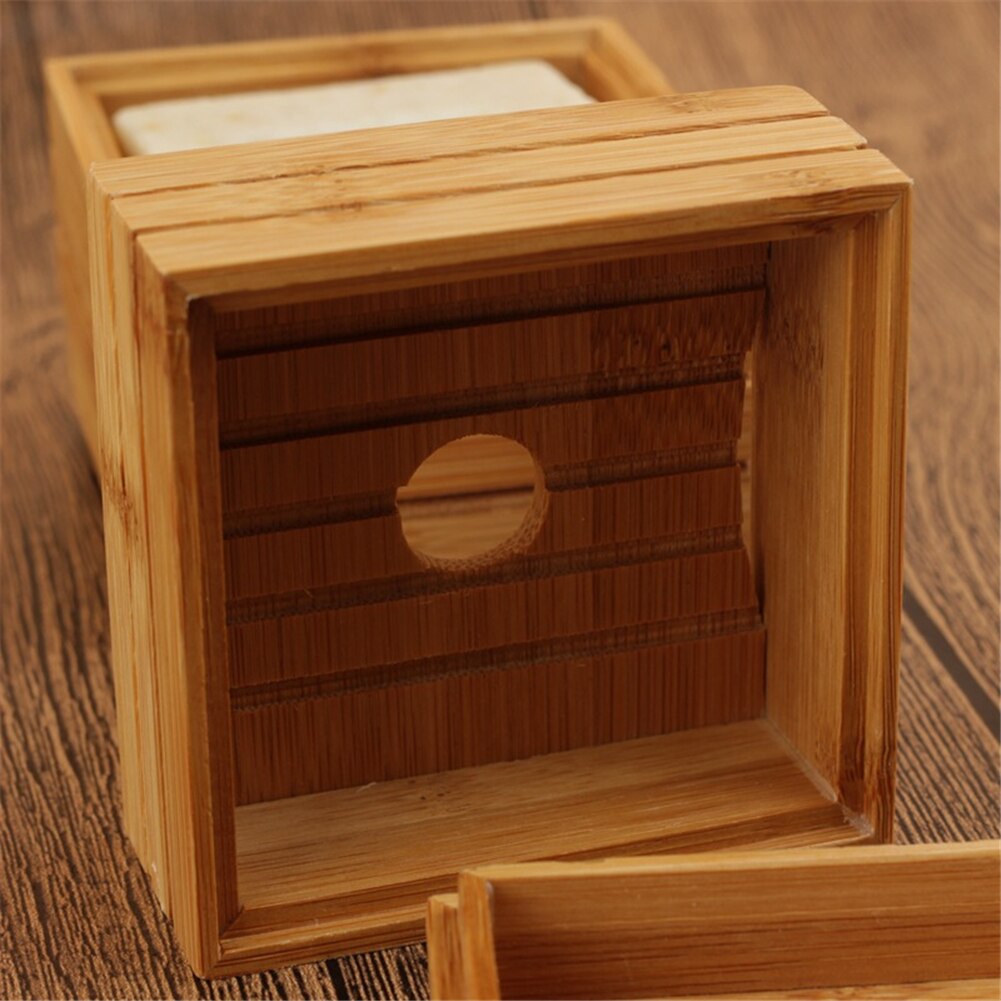 Bamboo Drain Soap Box Soap Holder Wooden Storage Box Eco-Friendly For Bathroom Products 8x8.1x5.2cm Bamboo Soap Dishes