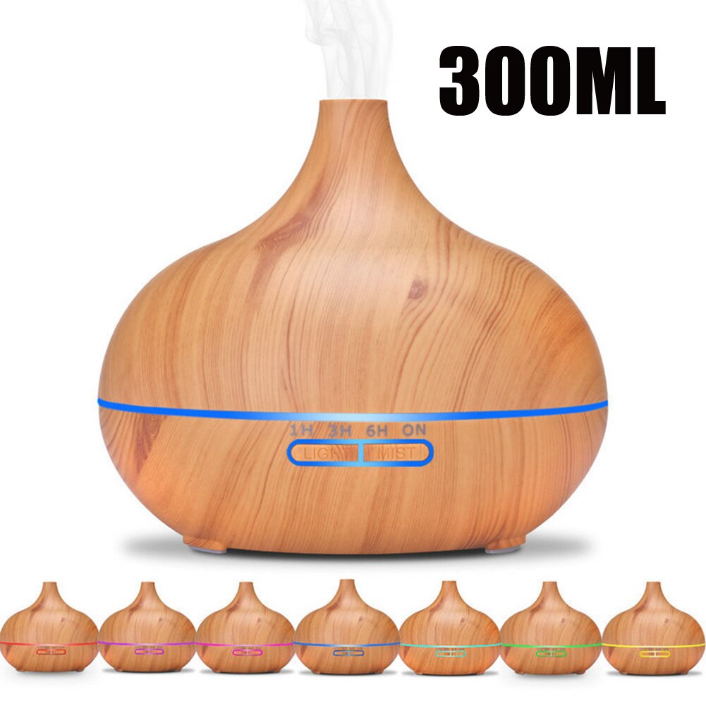 Hout Luchtbevochtiger Aroma Essentiële Olie Aromatherap Diffuser Voor Thuis Afstandsbediening 7 Kleur Licht Elektrische Cool Mist Maker Eu