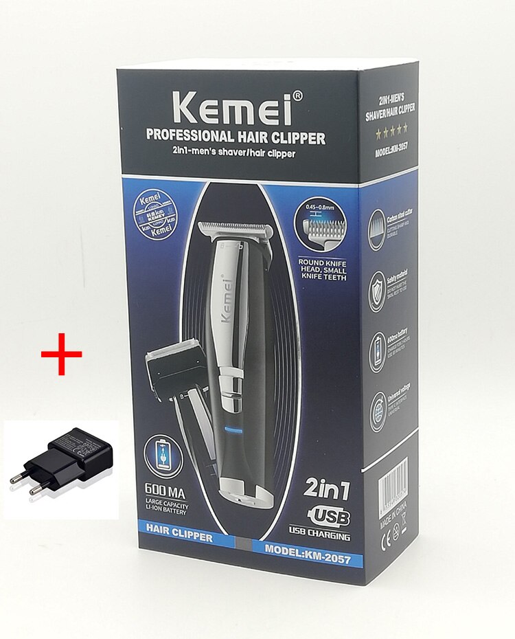 Kemei 2 in 1 Haar Bart Trimmer Elektrische Rasierer für Männer 0mm Glatze Haar Haarschneidemaschine Kolben Rasiermesser beenden Rasieren maschine: Rosa
