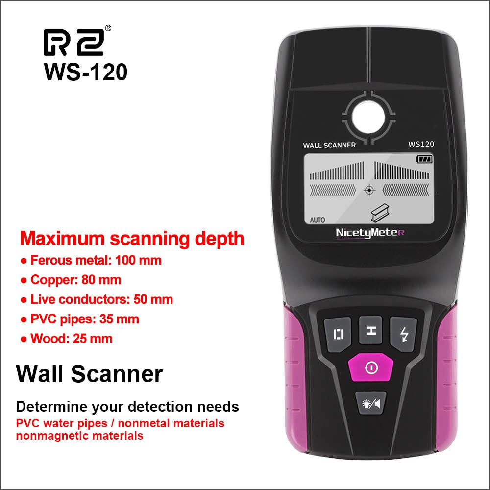 RZ Wall Scanner Digital Handheld Multifunction Wall Detector Live Wires Cable PVC Water Pipe Metal Finder Scanner