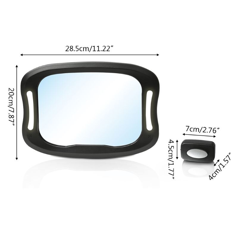 Baby Car Rearview Mirror with LED Light Remote Control Adjustable Rear View Mirror Car Mini Back Seat Infant Safety Monitor